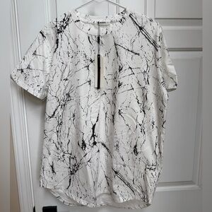 White and Black Marble Print T-Shirt